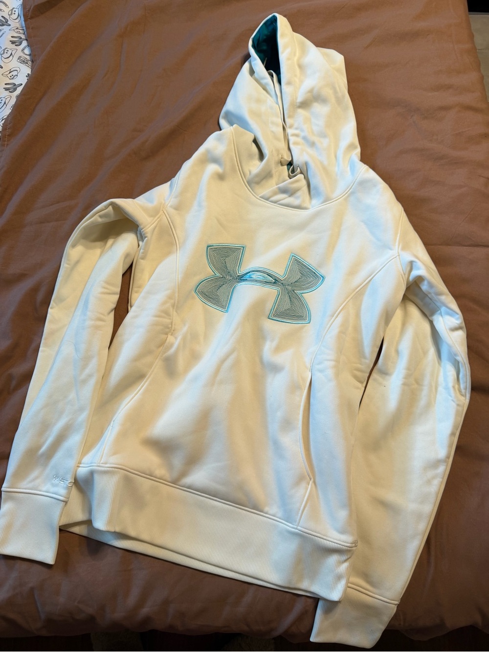 Under Armour White Hoodie with Teal Interior